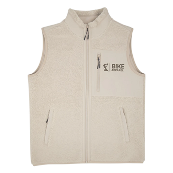 Freeline Bike Apparel Freeline Weste in Beige aus weichem Sherpa-Gewebe mit Reißverschlusstaschen und Stehkragen